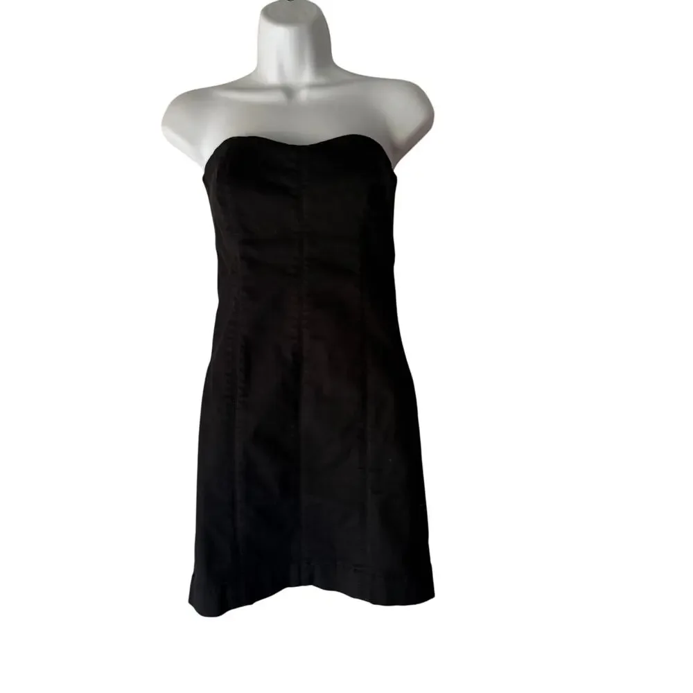Joe’s Jeans Y2k Black Strapless Mini Dress Size M Cotton Blend‎ Zip Back Tube